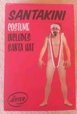 Santakini. Christmas Mankini and Santa Hat set. Stag Do or Secret Santa gift.  - Image 1 of 2