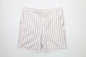 Vintage 70s Lands End Mens 34 Striped Color Block Above Knee Chino Shorts USA - Picture 1 of 13