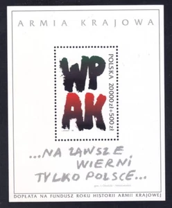 Hoja de recuerdo Poland Fischer FI Block 106 MNH OG 1992 Home Army - Imagen 1 de 2