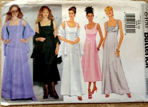 Butterick Pattern 6406 Sz 6-8-10 Sleeveless Long Formal Dress And Stole, Uncut - Picture 1 of 7