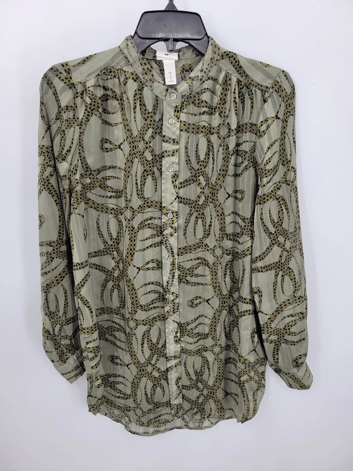 Blusa Artística Richard Allen x H&M Top Mujer 6 Estampado Abstracto Serpiente Manga Larga Foto 1 de 4