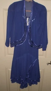 NWT SL Fashions New York Purple Dress Size 4P Embellished 2 Piece Dress /Jacket - Picture 1 of 7
