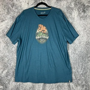 Smartwool T Shirt Mens 2XL Blue Short Sleeve Graphic Print Performance Merino - Picture 1 of 8