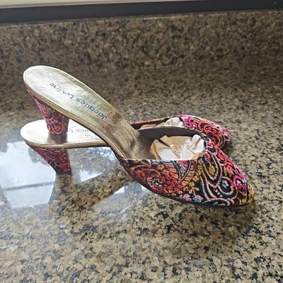 Vtg 50s Jacquin Levine Slippers Heels Shoes Embroidered Floral Size 8.5/9 N ?? - Image 1 of 4