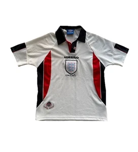 Vintage 90’s UMBRO England Soccer Jersey Size Y White Football Kit Fits Men’s M - Picture 1 of 13