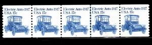 Stamp USA 13¢ Electric Auto 1917 - Plate #3 Coil Strip of 5 MNH stamps SC#1906 - Picture 1 of 2