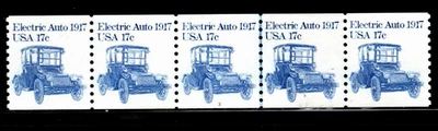 Stamp USA 13¢ Electric Auto 1917 - Plate #3 Coil Strip of 5 MNH stamps SC#1906 - Image 1 of 2