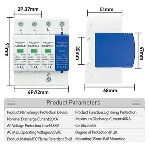 Electrical Safety Device T1 T2 Rated at Maximum Discharge Current of 40kA - Afbeelding 1 van 16