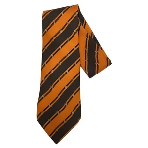 Corbata HERMES Rojo Naranja Seda Logo vendedor de Japón N0130 41 Hecha en Francia - Imagen 1 de 4