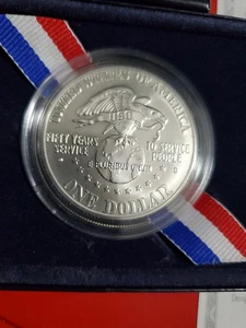 1991 D .90 Silver Dollar Uso UNC Commemorative Silver Dollar Original BoxAnd Coa - Picture 1 of 16