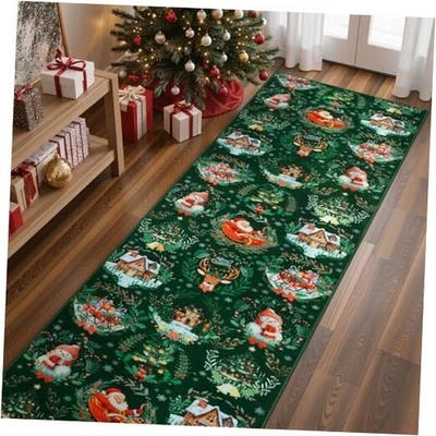  Alfombra de Navidad 2x8 Corredores para Pasillos Antideslizante, Lavable Verde Cocina  Foto 1 de 4