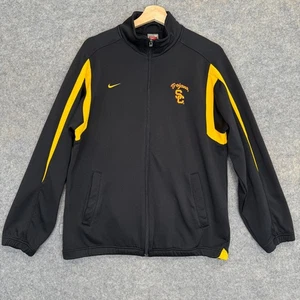 Vintage Nike USC Trojans Track Jacket Mens Medium Team Issued Full Zip Black - Picture 1 of 15