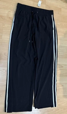 Talbots Pants Womens Petite Small Black Side Stripe Pull On Wide Leg Casual - Image 1 of 2