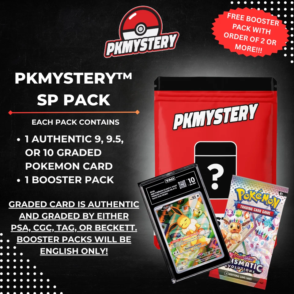 1 Authentic Graded Pokémon Card & 1 English Booster Pack - STOCKING STUFFER!!! - Image 1 of 4