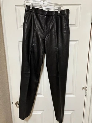 LQQK ! Lady Vintage DKNY 100% leather pants Soft & Supple 33 waist & 31 inseam - Image 1 of 4