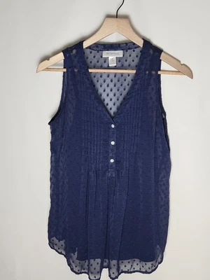 MOTHERHOOD MATERNITY NURSING NAVY SPOT CHIFFON BLOUSE TUNIC TOP SIZE XS - Image 1 of 4