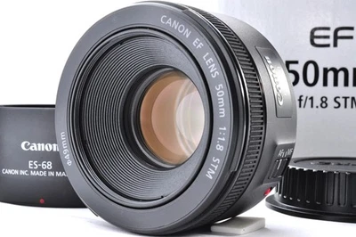 Canon EF 50mm f/1.8 STM Standard Prime Lens Near Mint Box Hood From Japan #6355 - Image 1 of 4