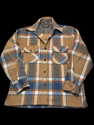 Vintage 60s 70s C.P.O. by Arrow-Shirt-Plaid-Men’s M-15-15.5-Wool Blend - Image 1 of 4