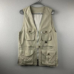 Vtg TAG Women's Safari Travel Vest Khaki Hunting Photography Pockets Full Zip S - Picture 1 of 19