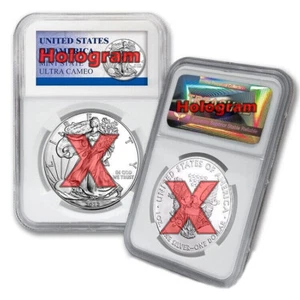 Coin Case Display Holder with Hollogram for 40mm for AMERICAN SILVER EAGLE 1 oz - Picture 1 of 15