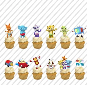 12 Word Party Cupcake Topper Cake Decoration Birthday Party Favor Kids - Picture 1 of 1
