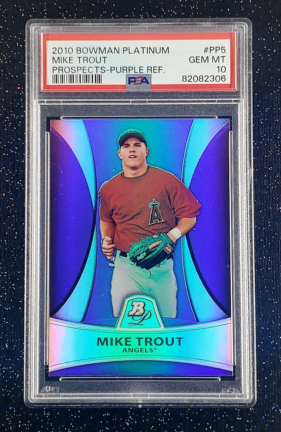 Mike Trout 2010 Bowman Platinum Prospects PP5 Purple Refractor PSA 10 Angels