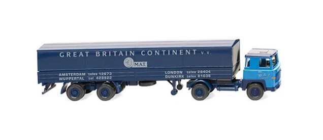 1:87 Scale Wiking 051702 SCANIA 111 & Covered Dropside Trailer - M.A.T. Cardiff - Image 1 of 1