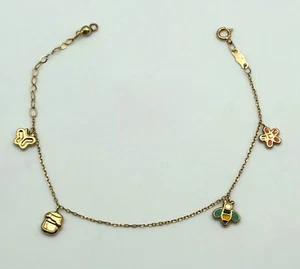 14k Yellow Gold Disney Winnie Pooh style Bracelet 1.0 Gram 6.5" - Picture 1 of 7
