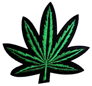 Marijuana Cannabis Patch Weed leaf Embroidered Iron Sew On Badge Grass Hash - Picture 1 of 1