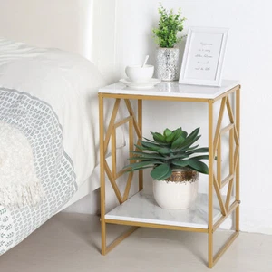 Minimalist Console Table Nest Side Marble Table Geometry Frame Coffee Desk Decor - Picture 1 of 12