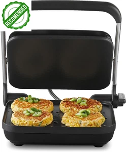 4-Slice Sandwich Press, Non-Stick, AnyHeight™ Control, Stand-Up Storage, Silver - Picture 1 of 8