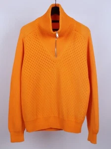 PRADA Yellow/Orange Cotton Knitted Mockneck Zip Jumper Size 50 IT 1300+ RRP - Picture 1 of 20