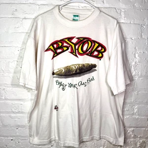 Vintage 1994 Bring Your Own Bud Marijuana T Shirt Weed Blunt 90s Tee - Picture 1 of 5
