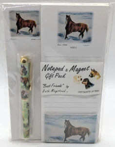 New Brown Horse Stationaery Gift Set, 2 Pads, Pen & Magnet Ruth Maystead HOS-2 - Picture 1 of 8