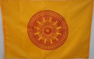 Thai Buddhist Yellow Orange Thammachak Flag Size 50 X 75Cm 1 Pcs Amulet Monk New - Picture 1 of 6