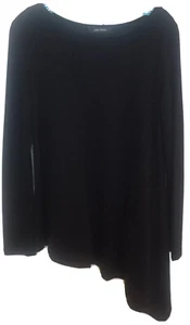 KAREN KANE Tunic Size Small Black Wool Knit Asymmetrical Top Long Sleeves - Picture 1 of 2
