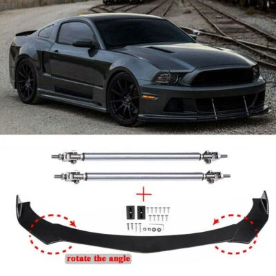 For Ford Mustang Front Bumper Lip Splitter Spoiler + Strut Rods  - Image 1 of 4