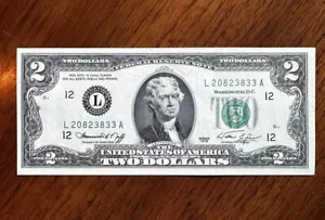 1976 SERIES $2 DOLLAR BILL. Near mint / RARE/ uncirculated/ L 20823833 A /SF - Picture 1 of 9