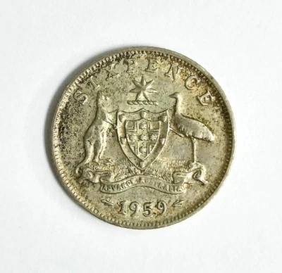 Mazuma*FC627 Great Britain Queen Elizabeth II 1959 Six Pence Silver Coin VF - Image 1 of 2