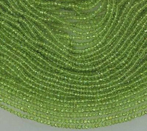 A+++ Cuentas de piedras preciosas Rondell micro facetadas de peridoto de 2,5 mm hilo de 13,5" - Imagen 1 de 2