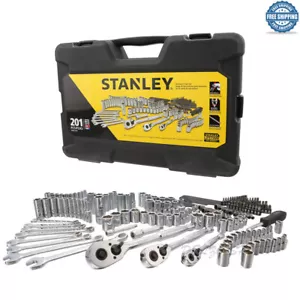 Stanley 201-PC Mechanics Tool Set Sockets Wrenches Screwdriver Durable Case NEW - Picture 1 of 1