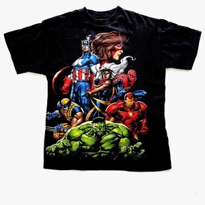 Marvel Avengers 2006 distressed look Super Hero Black T-shirt Size S  - Picture 1 of 1