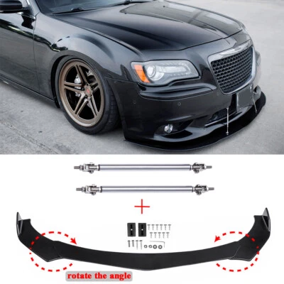 For Chrysler 300 SRT8 C S Car Front Bumper Lip Splitter Spoiler Chin +Strut Rods Foto 1 de 4