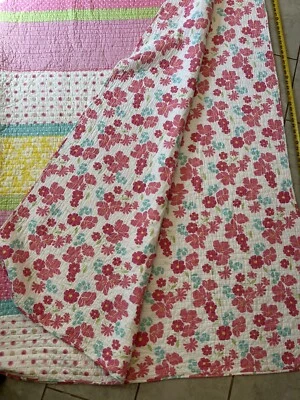 Одеяло TWIN цветущий розовый двусторонний розовый синий зеленый полкадот  - Изображение 1 из 4