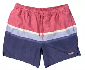 Vineyard Vines Men's Swim Trunks Size 2XB Pink & Blue Stripes Lined Great Cond. - Picture 1 of 10