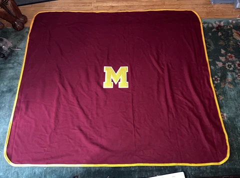 Neffco M University Michigan Minnesota ? Burgundy Wool Stadium Blanket 61"x69" Cover