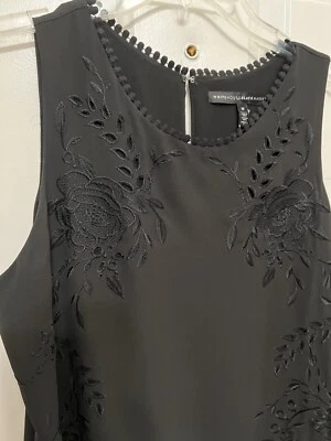 WHITE HOUSE BLACK MARKET Women's Polyester Tank Top Floral Embroidery Size Med. - Image 1 of 4