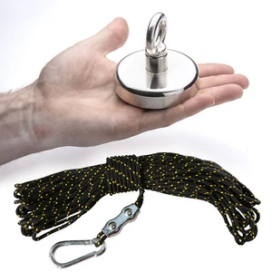 80mm Erholung Magnet Angeln Schatz Metall Detektor 20 Meter Seil & Karabiner - Picture 1 of 4