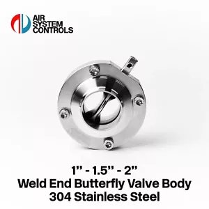 Weld End Butterfly Valve Body, 304 Stainless, Hygienic, Food, Dairy, Brewery - Picture 1 of 6