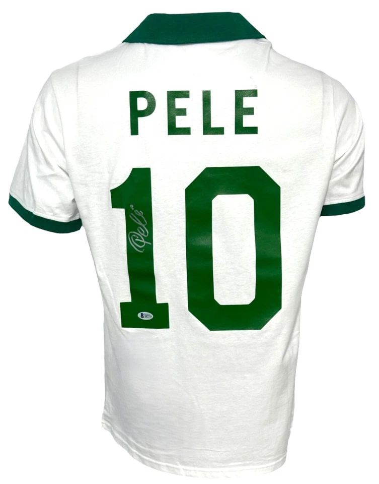 Jersey New York Cosmos Pelé Autografiado Blanco BAS Autenticado Foto 1 de 2